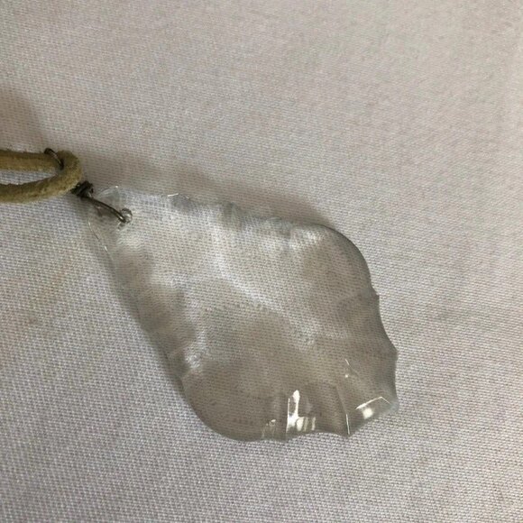 Faceted Clear Pendant on Tan Leather Necklace - Picture 6 of 10